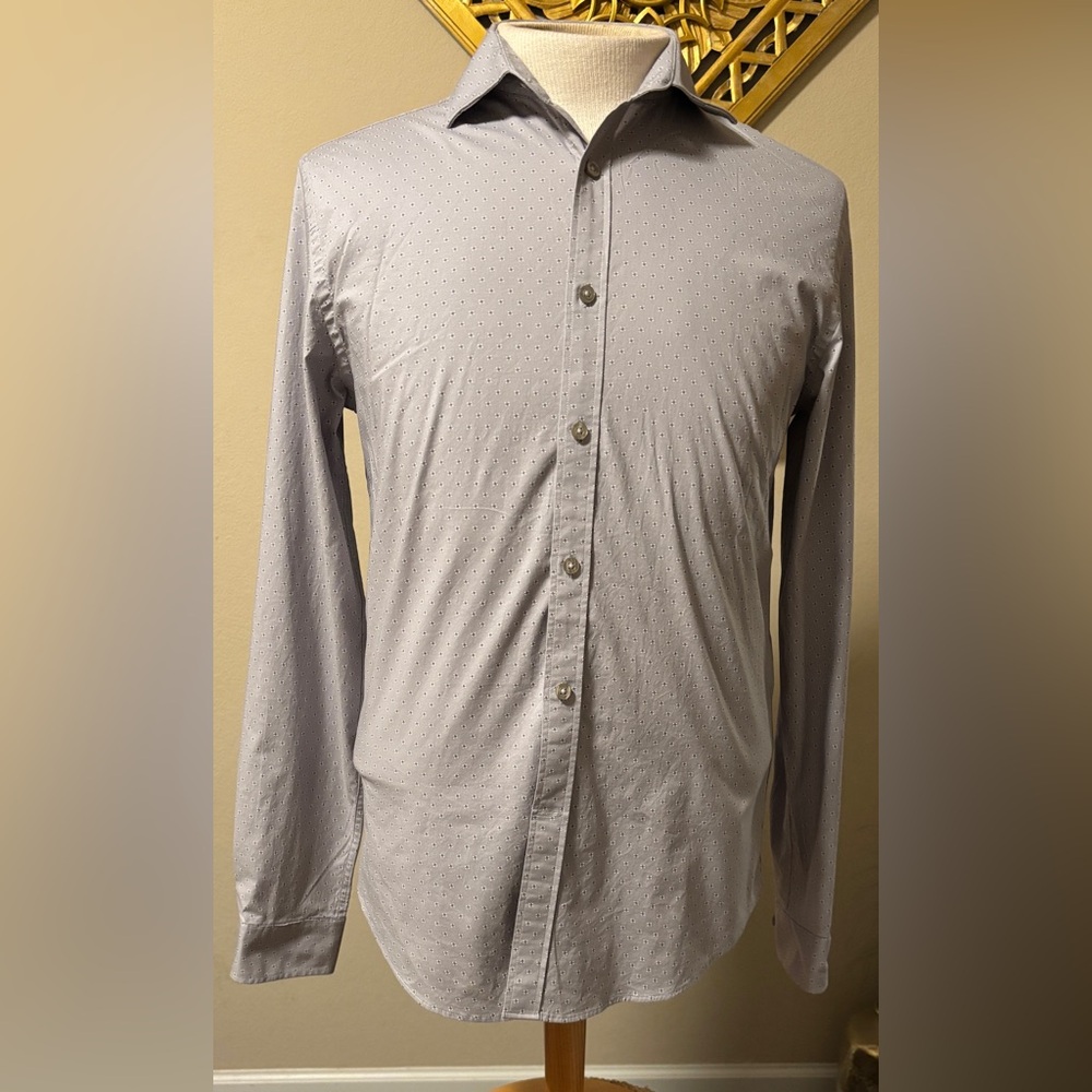 Michael Kors Light Gray Button Down Shirt Long-Sleeve Size 15.5 33/34 Medium